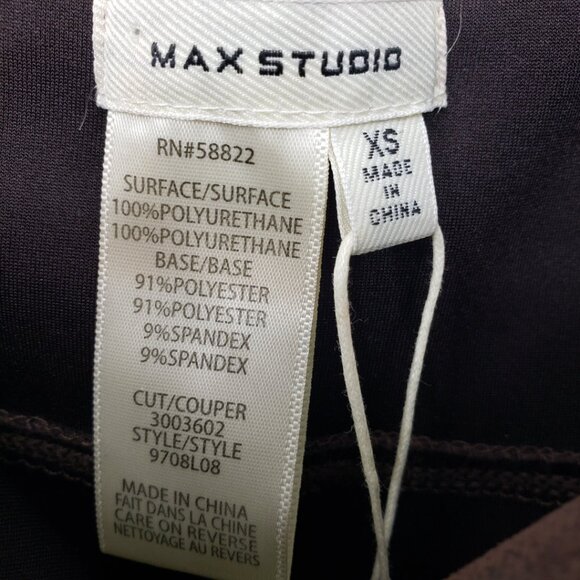 Max Studio‎ Vegan Faux Leather Leggings XS High Rise Waist Ankle Pull On Brown - Picture 4 of 9